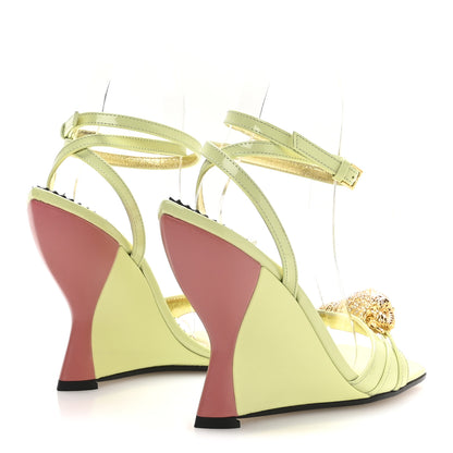 Gucci Regent Calfskin Crystal Snake Head Sandals 36 Pistachio Green 5 of 8