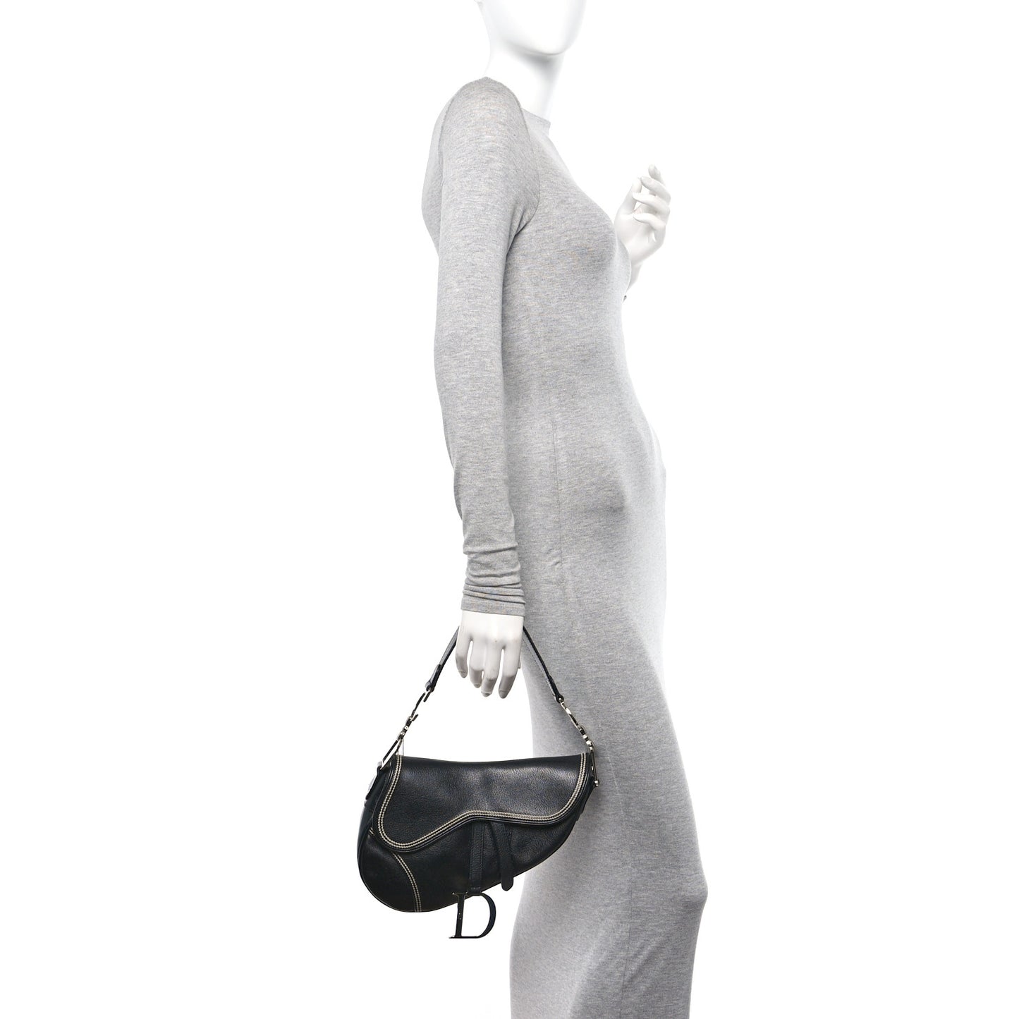 Shiny Goatskin Saddle Bag Black