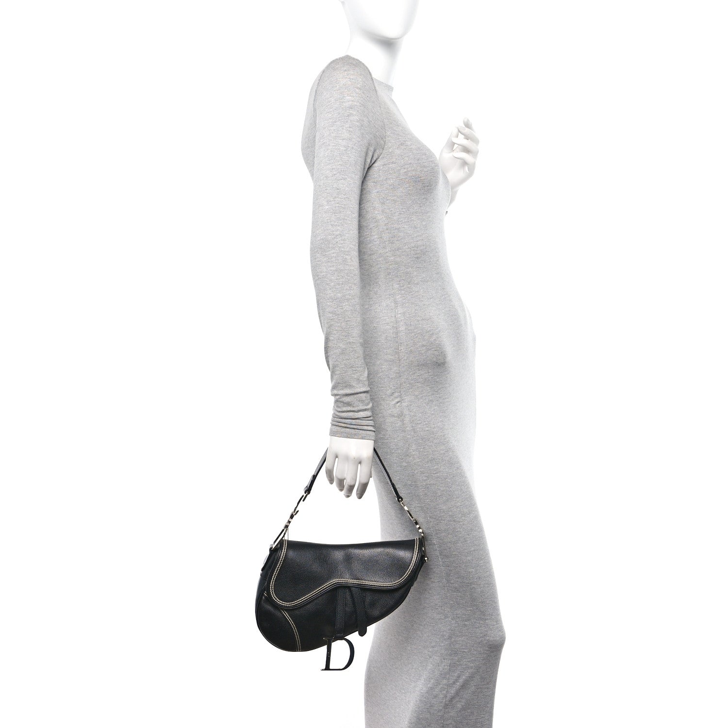 Christian Dior Shiny Goatskin Saddle Bag Black 2 of 12