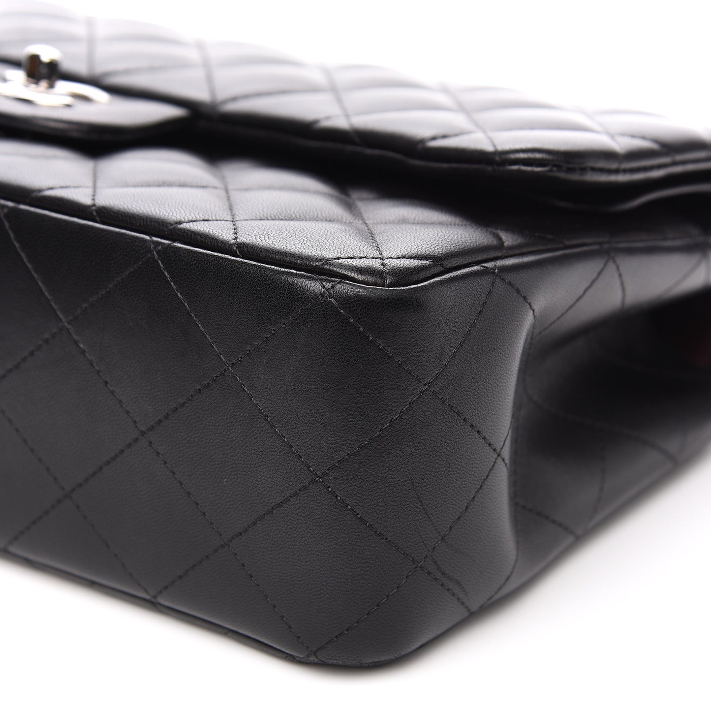 Lambskin Quilted Jumbo Double Flap Black