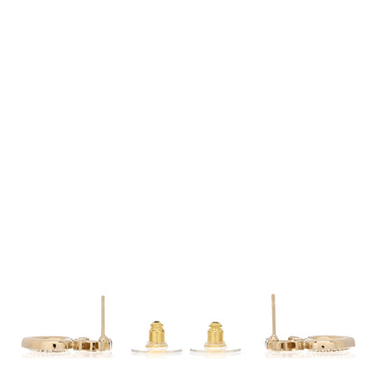 Chanel Metal Crystal CC Heart Drop Earrings Gold 3 of 5