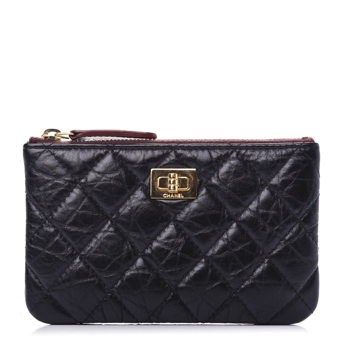 Aged Calfskin Quilted Small Reissue Cosmetic Case Black