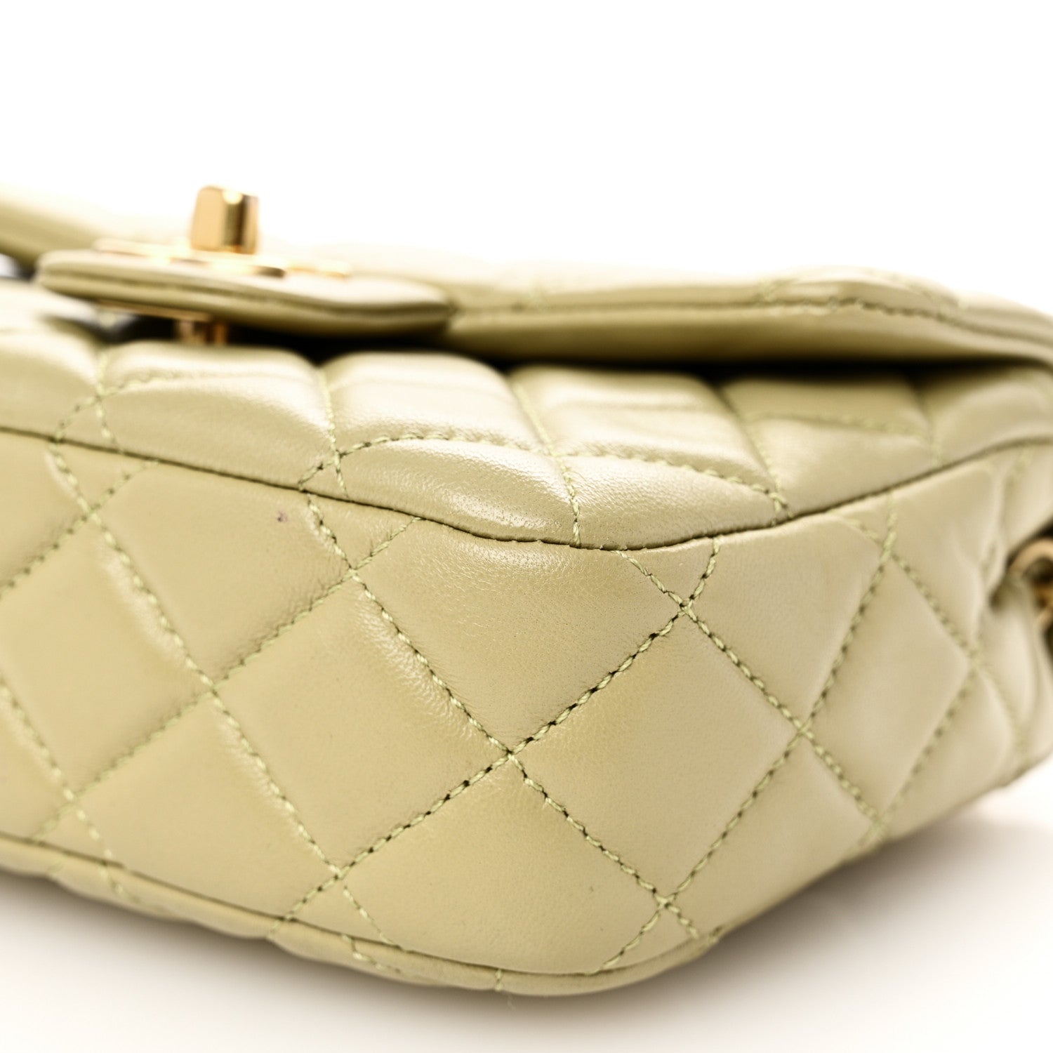 Chanel Lambskin Enamel Quilted Mini Coco Hearts Square Flap Light Green 9 of 9