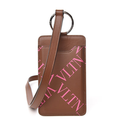 Valentino Garavani Calfskin VLTN Print Phone Case Brown 1 of 11