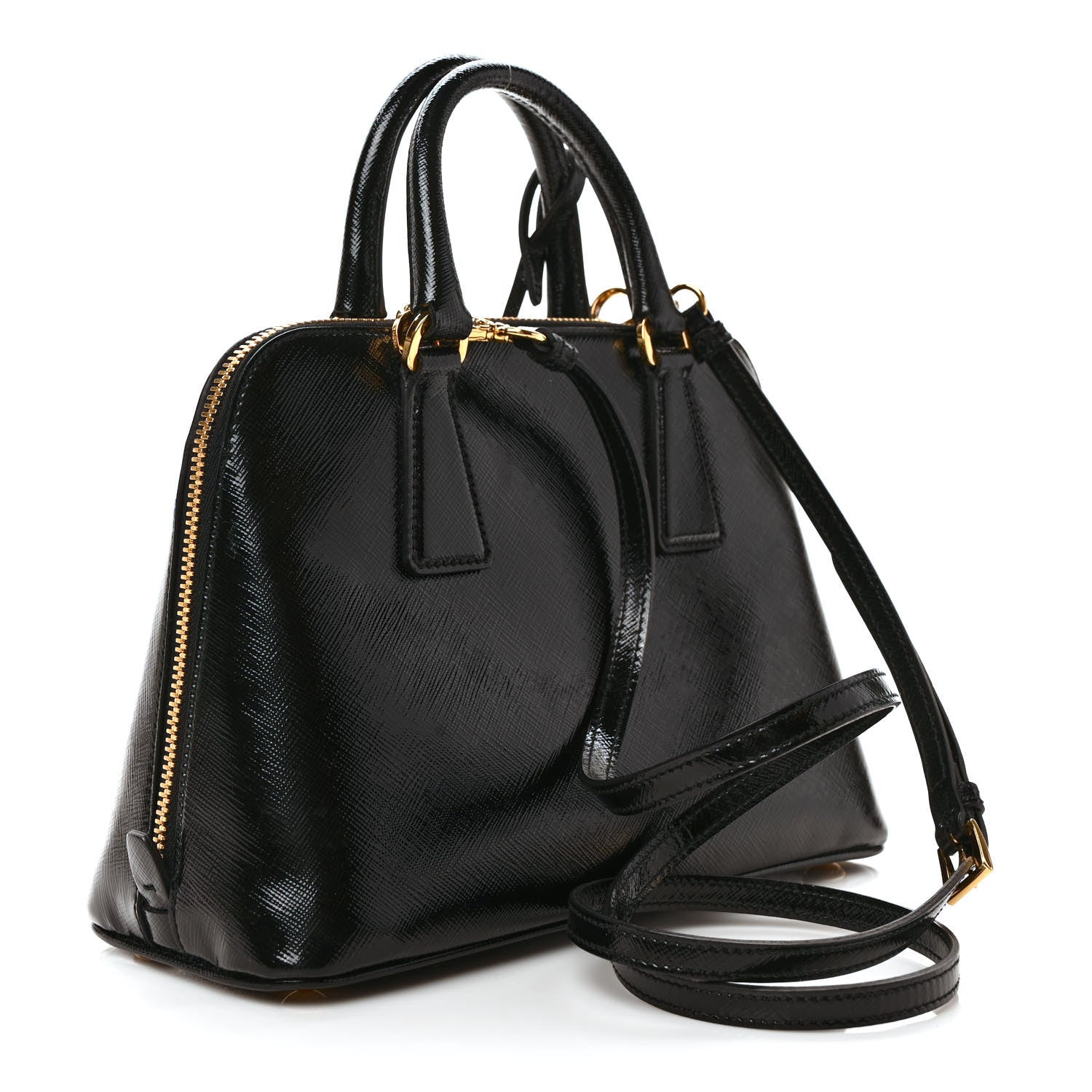 Prada Saffiano Vernice Small Promenade Tote Black 3 of 10