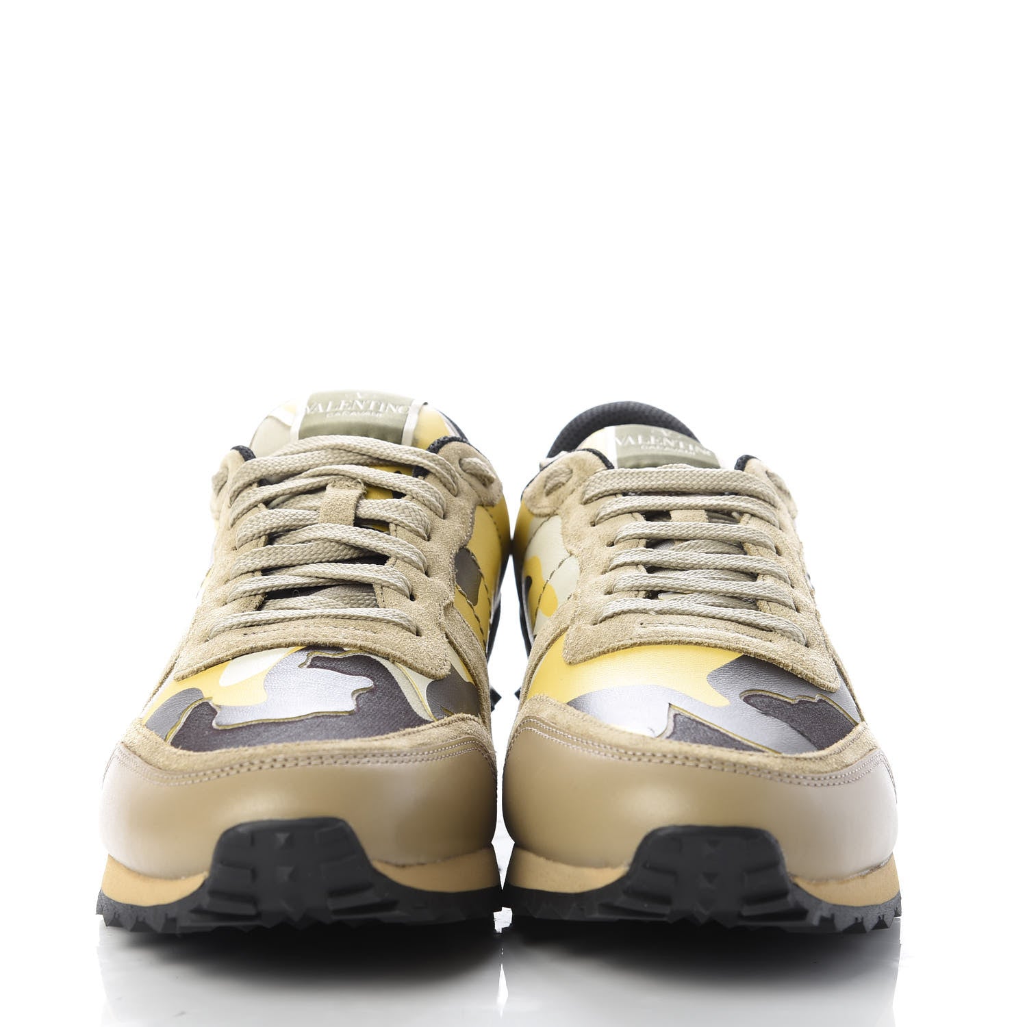 Valentino Garavani Nappa Suede Camouflage Mens Rockrunner Sneakers 41 Yellow Multicolor 2 of 10