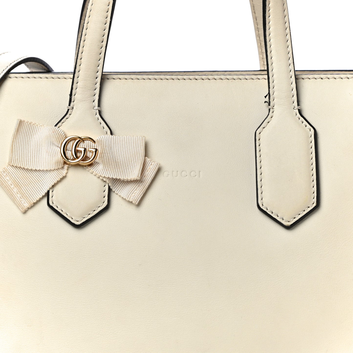 Calfskin Marmont Ribbon Top Handle Bag White
