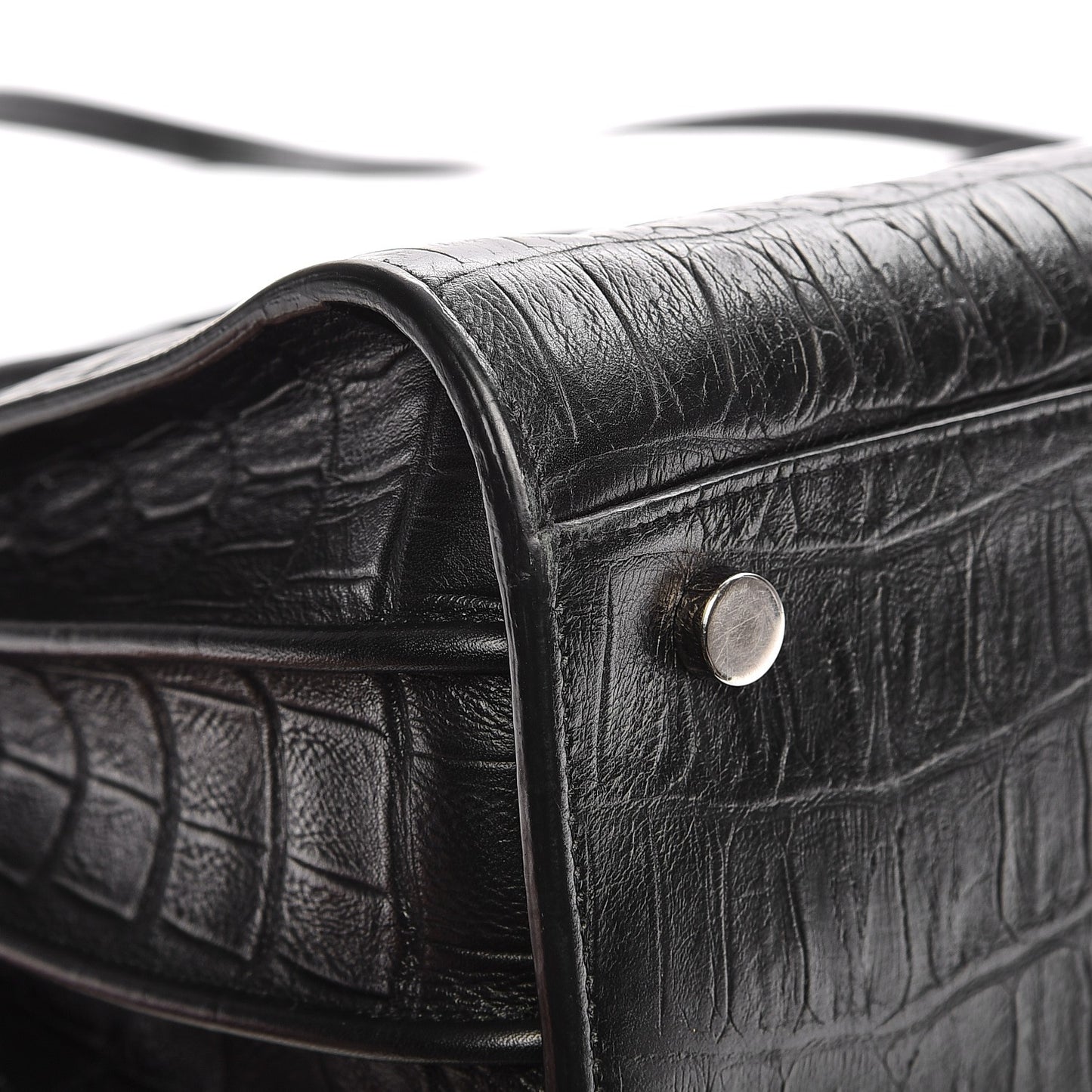 Calfskin Crocodile Embossed Small Sac de Jour Black