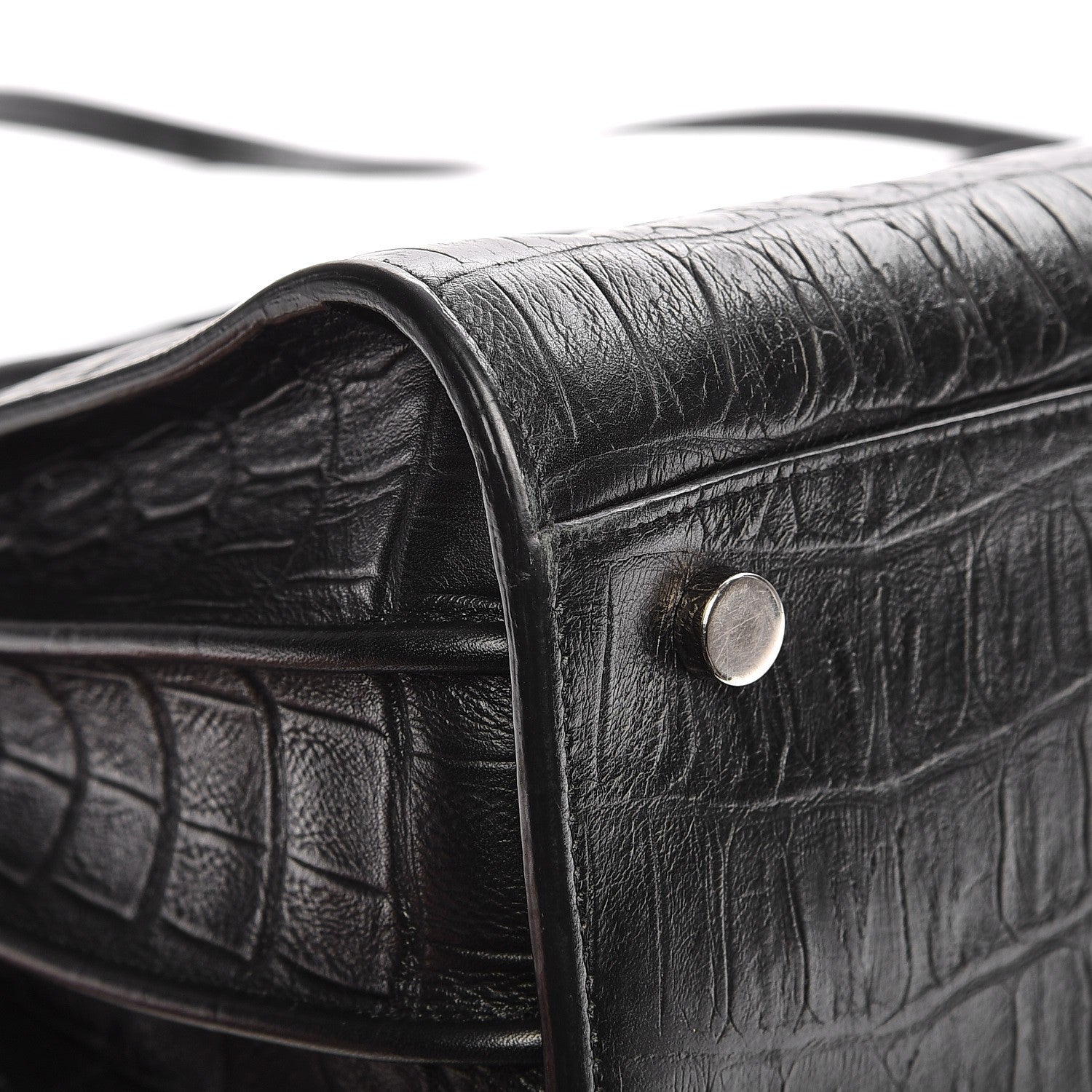 Saint Laurent Calfskin Crocodile Embossed Small Sac de Jour Black 13 of 13
