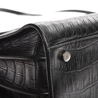Saint Laurent Calfskin Crocodile Embossed Small Sac de Jour Black 13 of 13