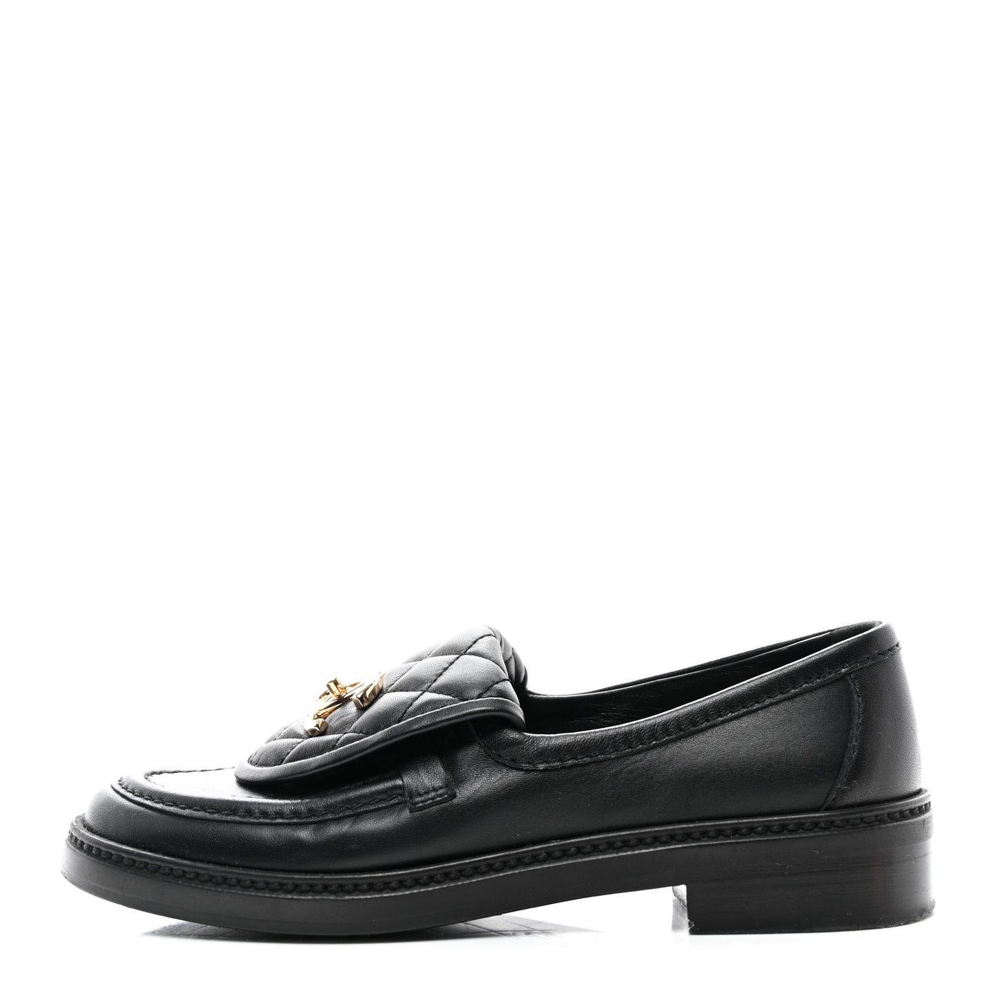Lambskin Quilted CC Turnlock Loafers 35 Black
