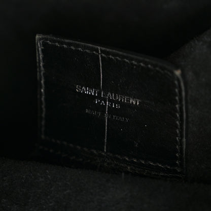 Saint Laurent Calfskin Crocodile Embossed Shopping Tote Black 8 of 14