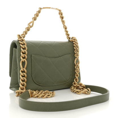 Chanel Caviar Quilted Mini Bracelet On Chain Flap Green 3 of 13
