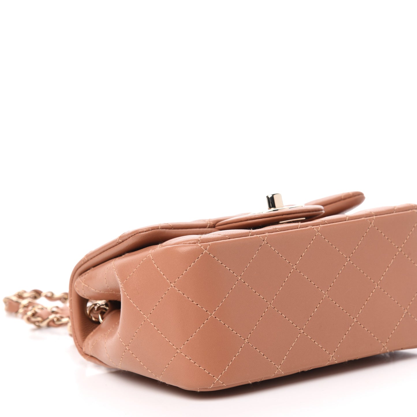 Lambskin Quilted Mini Square Flap Brown