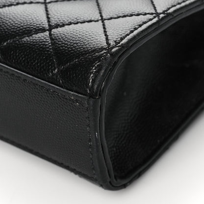 Saint Laurent Grain De Poudre Textured Mixed Matelasse Triquilt Medium Monogram Satchel Black 8 of 9