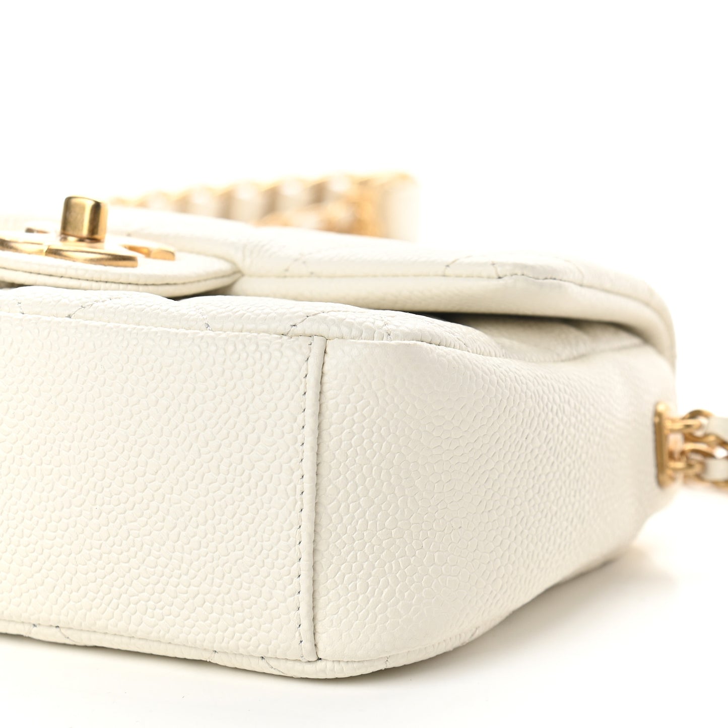 Caviar Quilted Mini Chain Soul Flap White