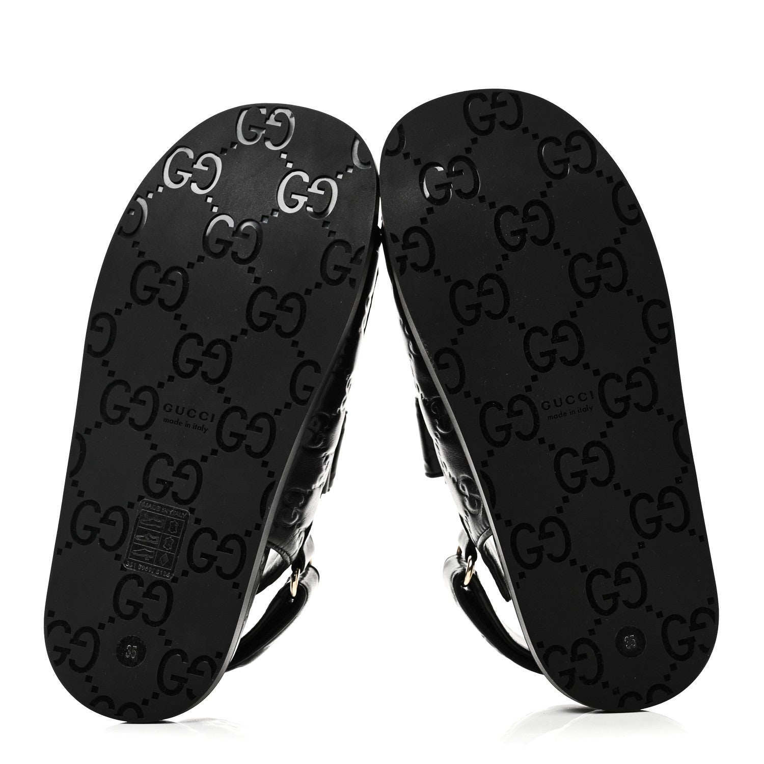 Gucci Guccissima GG Embossed Womens Sandals 35 Black 1880660