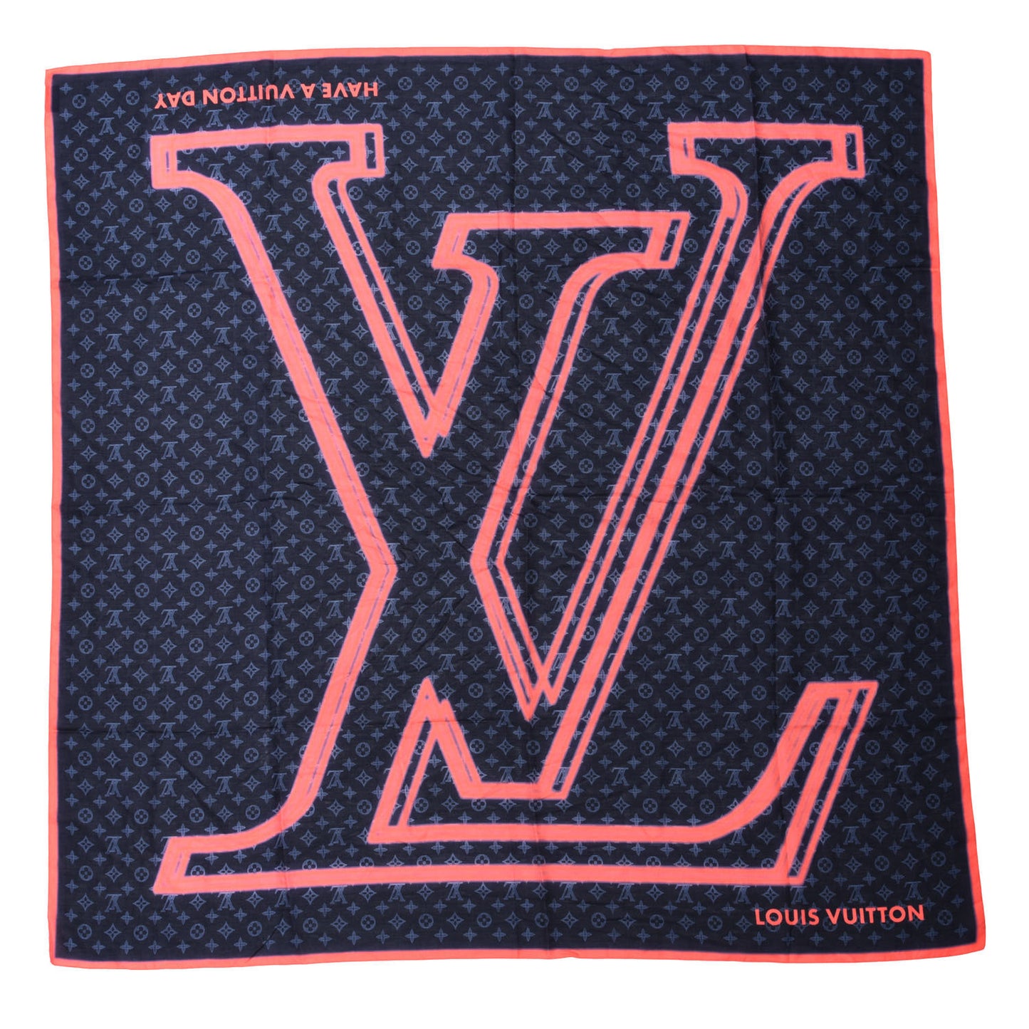 Silk Monogram Upside Down Scarf Marine