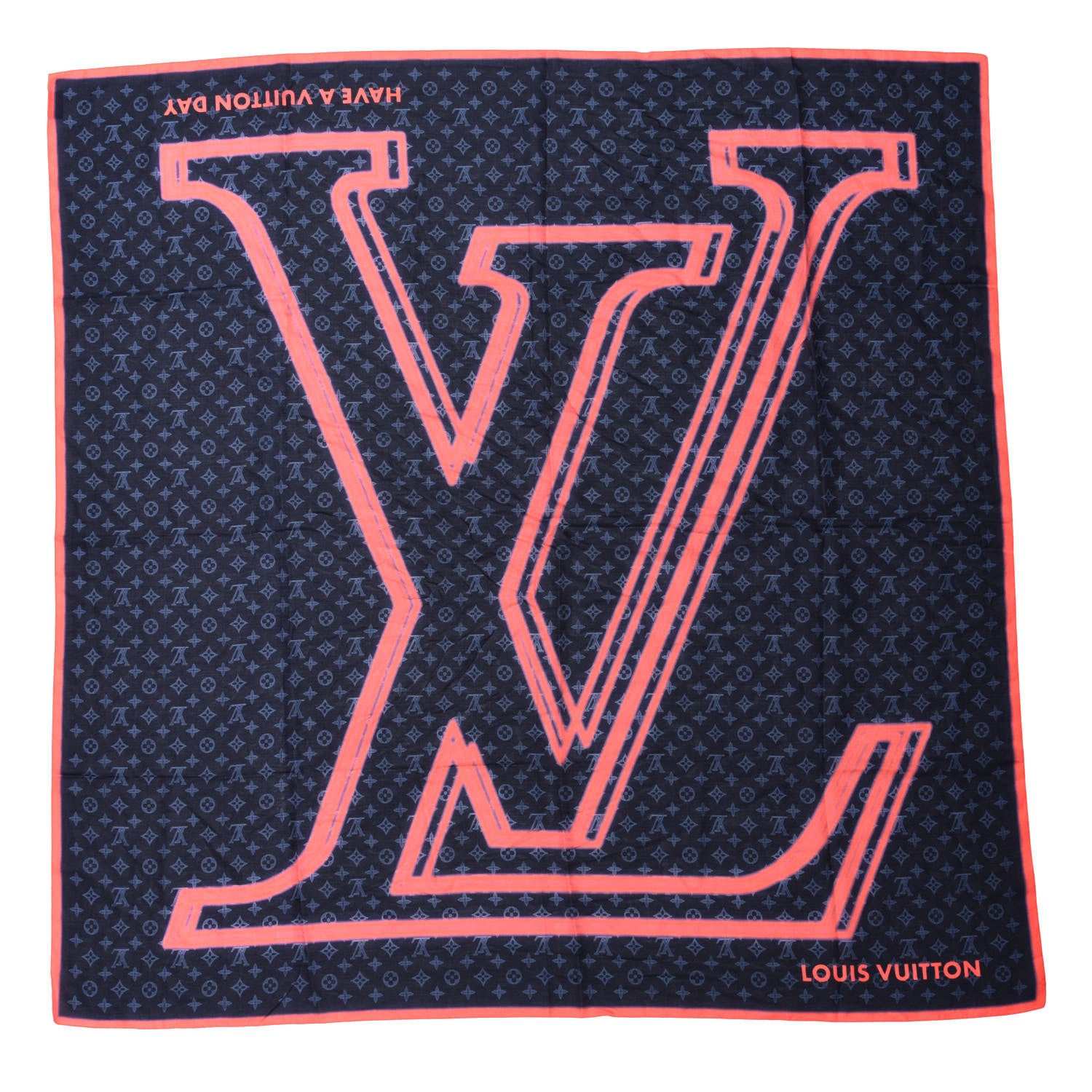 Louis Vuitton Silk Monogram Upside Down Scarf Marine 1 of 4