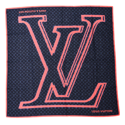 Louis Vuitton Silk Monogram Upside Down Scarf Marine 1 of 4