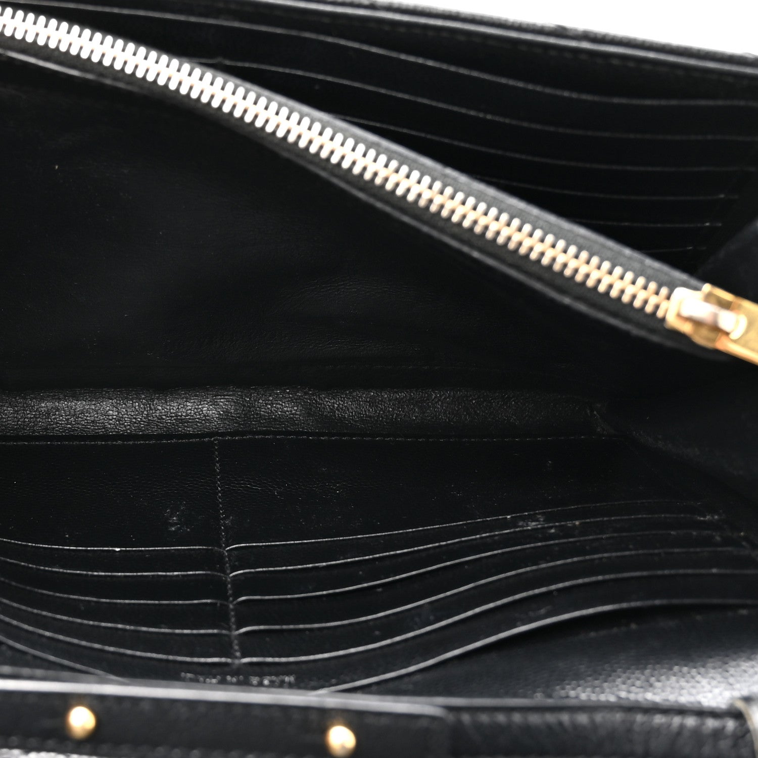 Saint Laurent Grain De Poudre Matelasse Chevron Monogram Chain Wallet Black 5 of 15