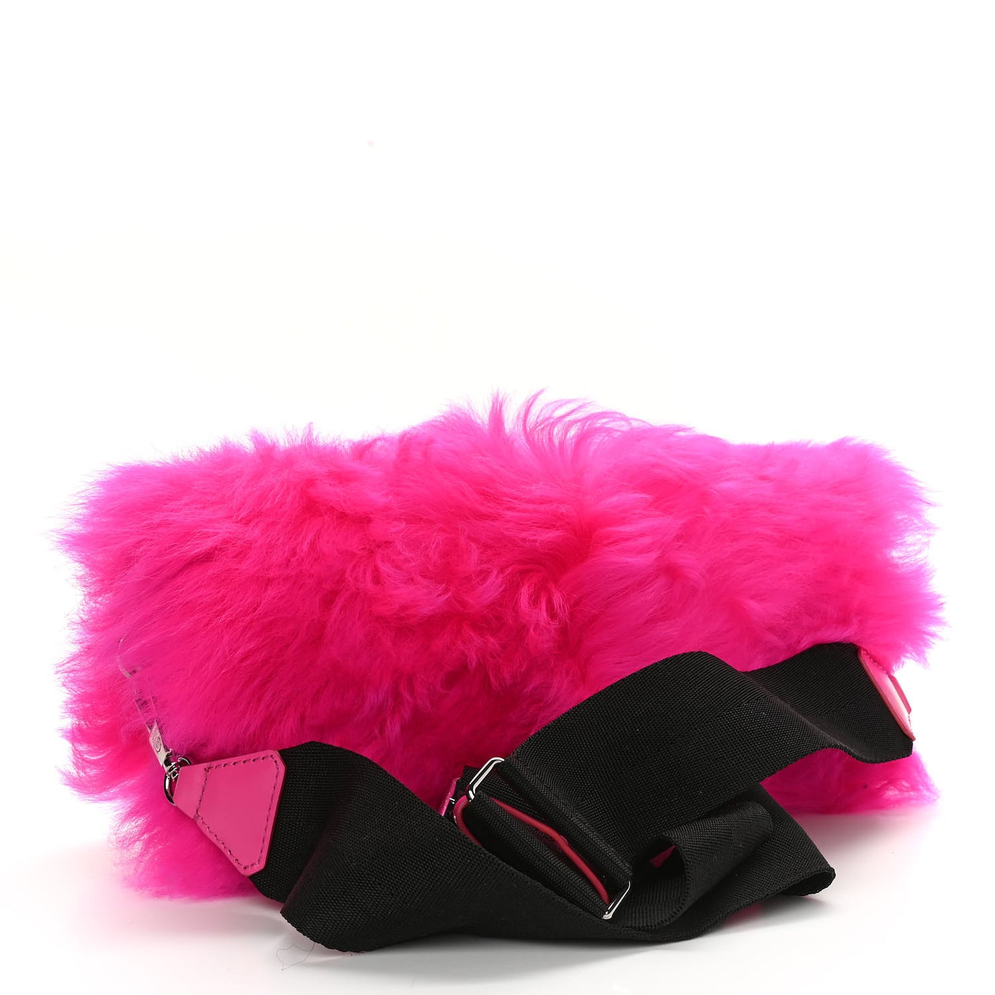 Shearling Calfskin Ray Baguette Crossbody Neon Pink