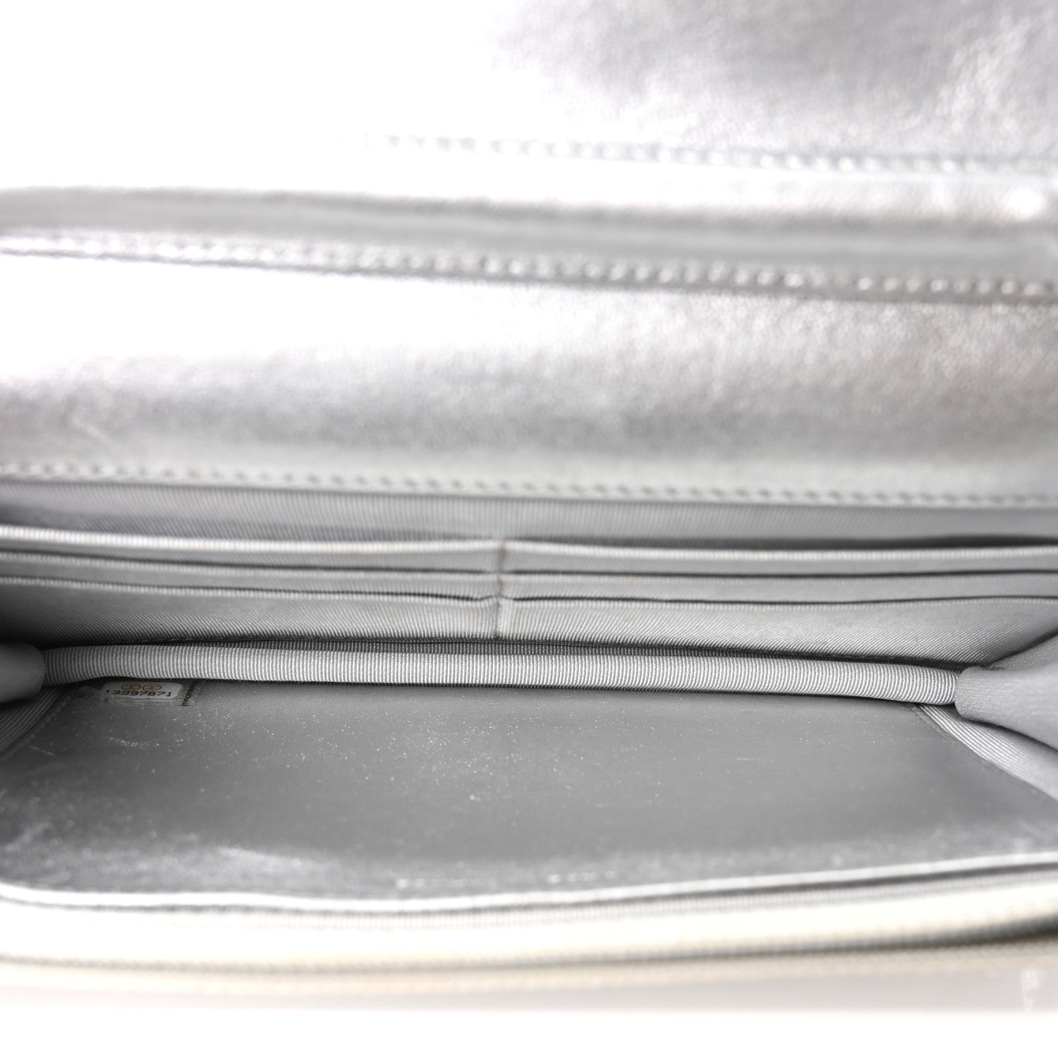 Chanel Metallic Lambskin Quilted Wallet On Chain WOC Silver 5 of 11