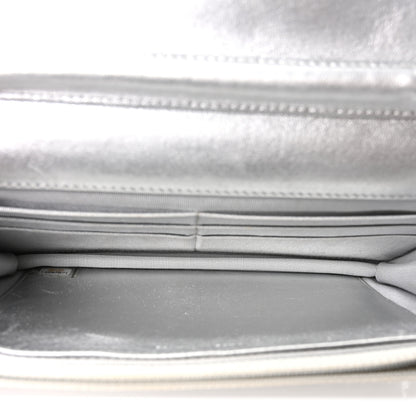 Chanel Metallic Lambskin Quilted Wallet On Chain WOC Silver 5 of 11