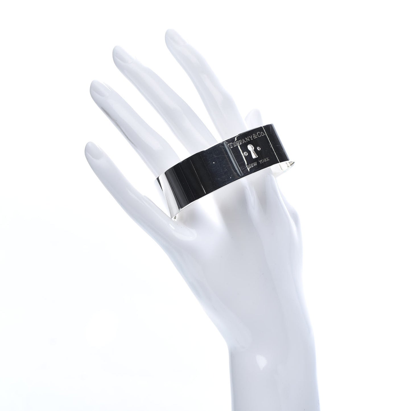 Sterling Silver Diamond Wide Locks Bangle Bracelet