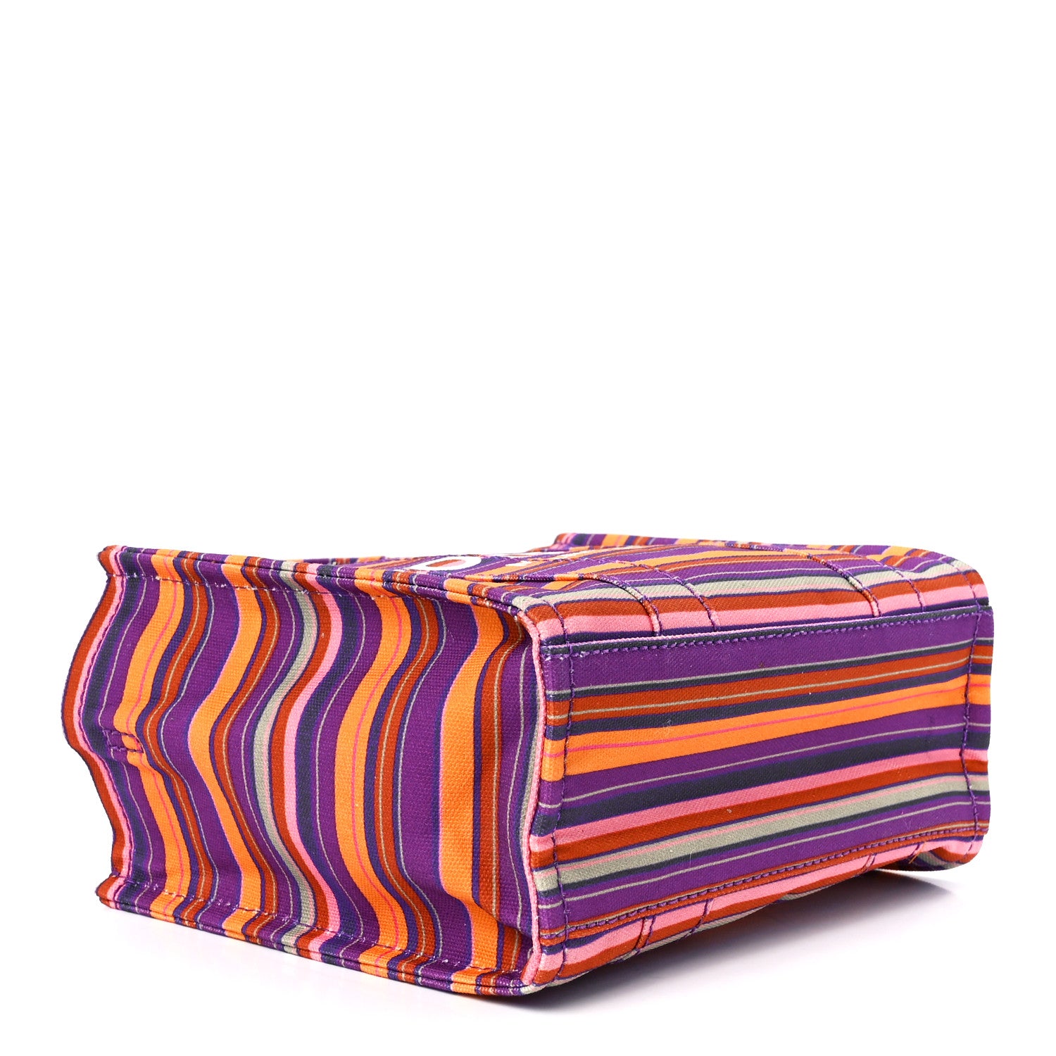 Marc Jacobs Cotton Canvas Striped Small The Traveler Tote Bag Purple Multicolor 4 of 10
