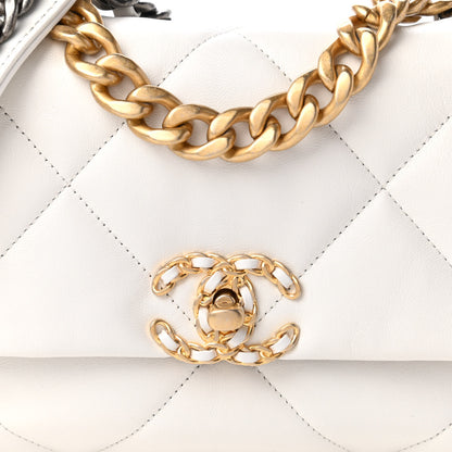 Chanel Goatskin Quilted Medium Chanel 19 Flap White 10 of 10