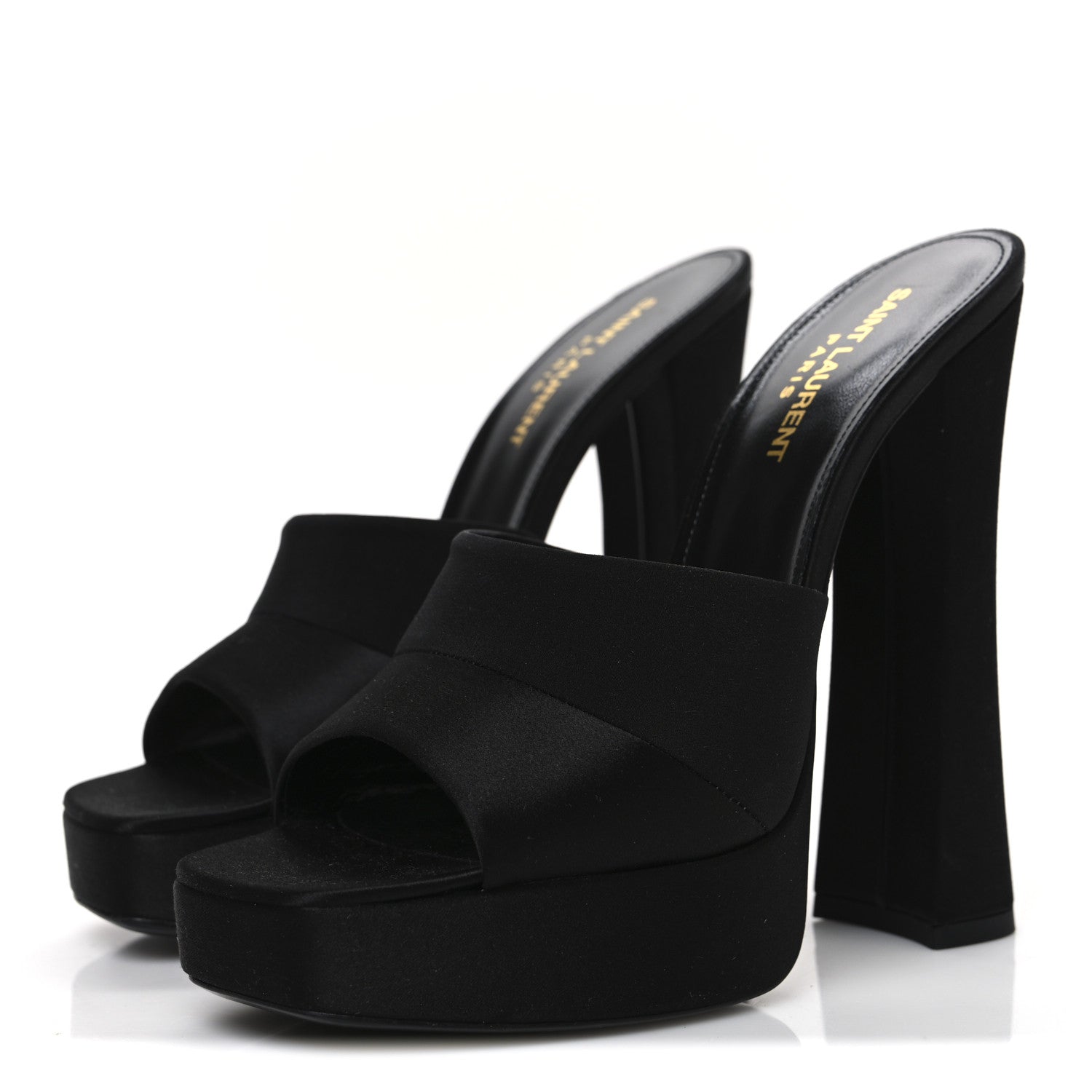 Saint Laurent Crepe Satin Boogie 110 Mule Sandals 39 Black 4 of 11