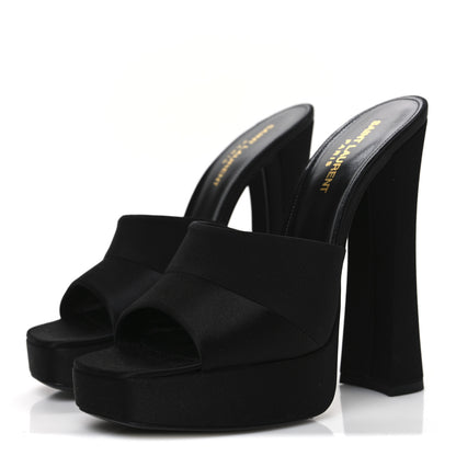 Saint Laurent Crepe Satin Boogie 110 Mule Sandals 39 Black 4 of 11