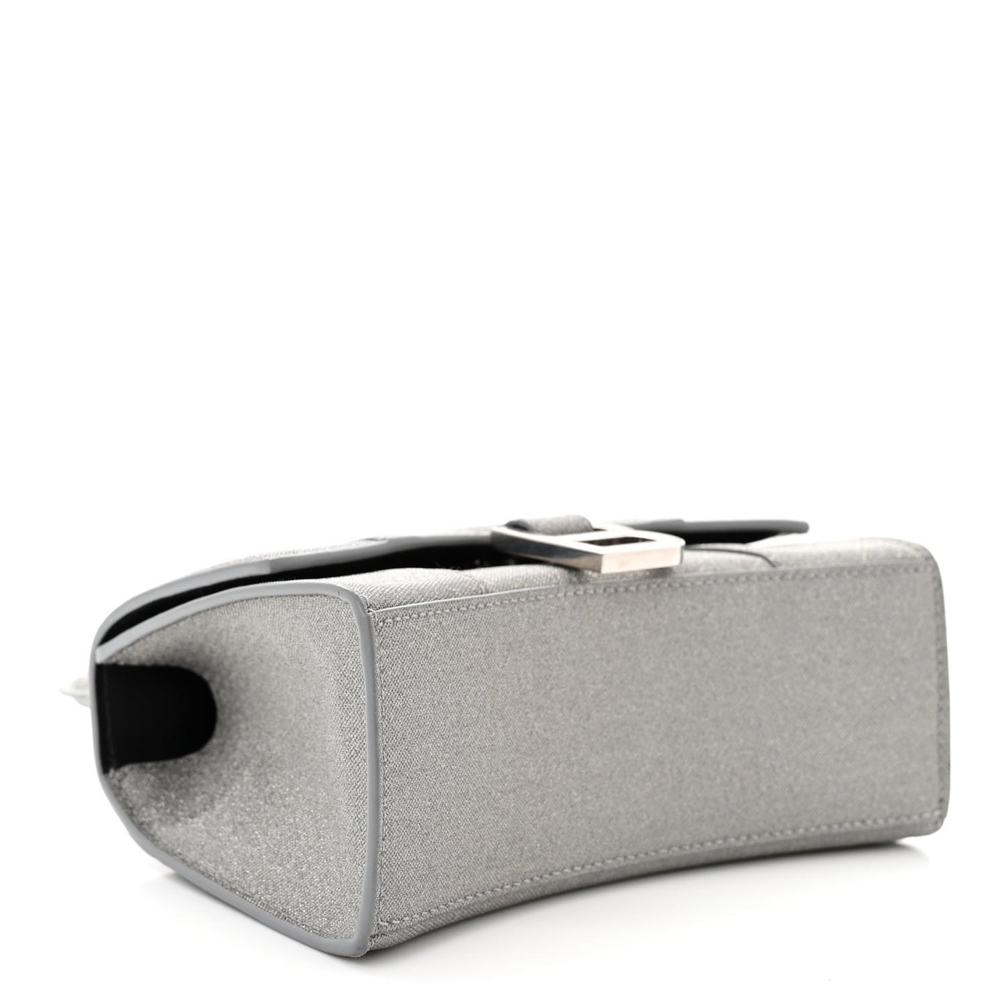 Glitter Fabric Hourglass Top Handle Bag XS Grey