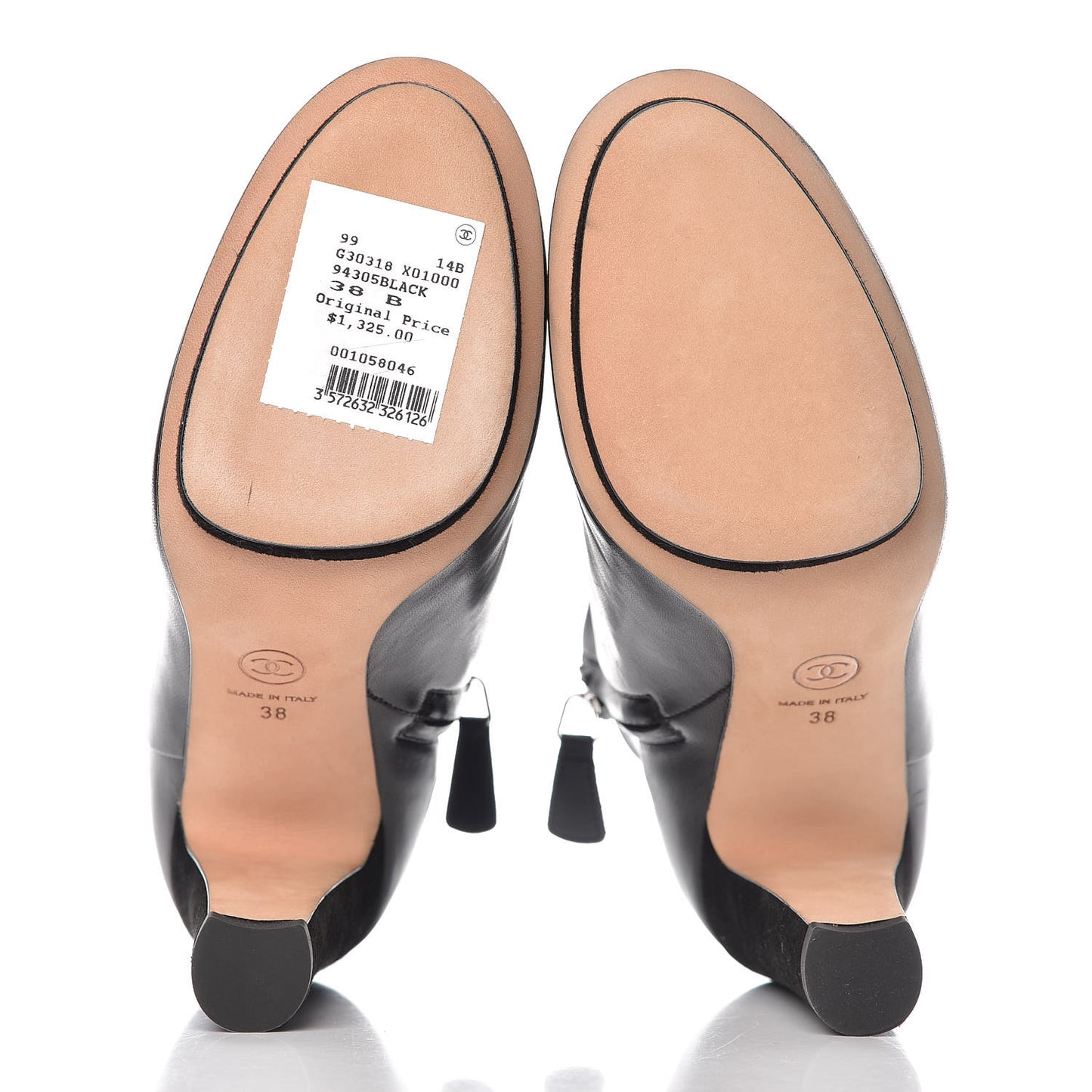 Lambskin Suede CC Platform Ankle Boots 38 Black