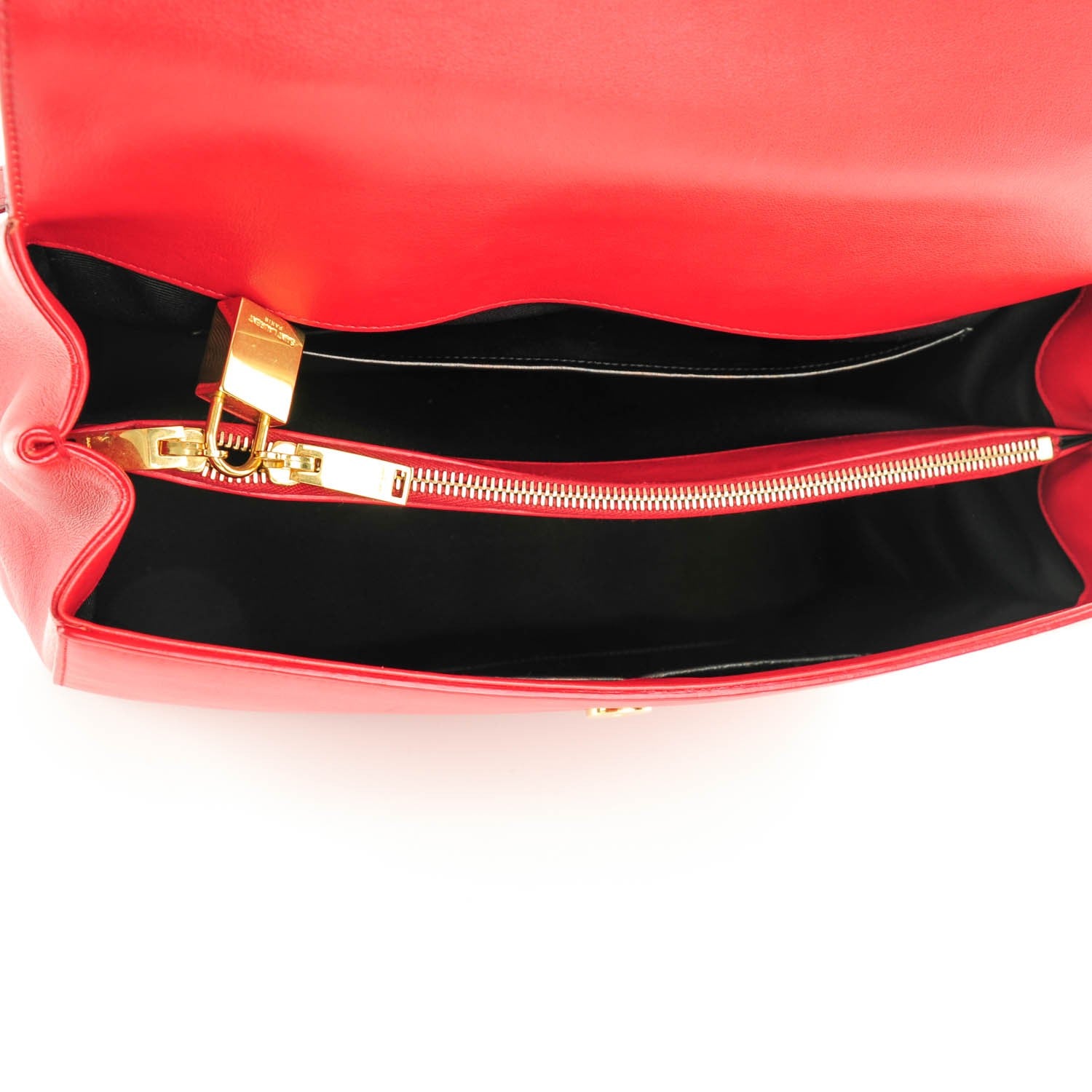 Saint Laurent Calfskin Medium Moujik Top Handle Bag Lipstick Red 8 of 10