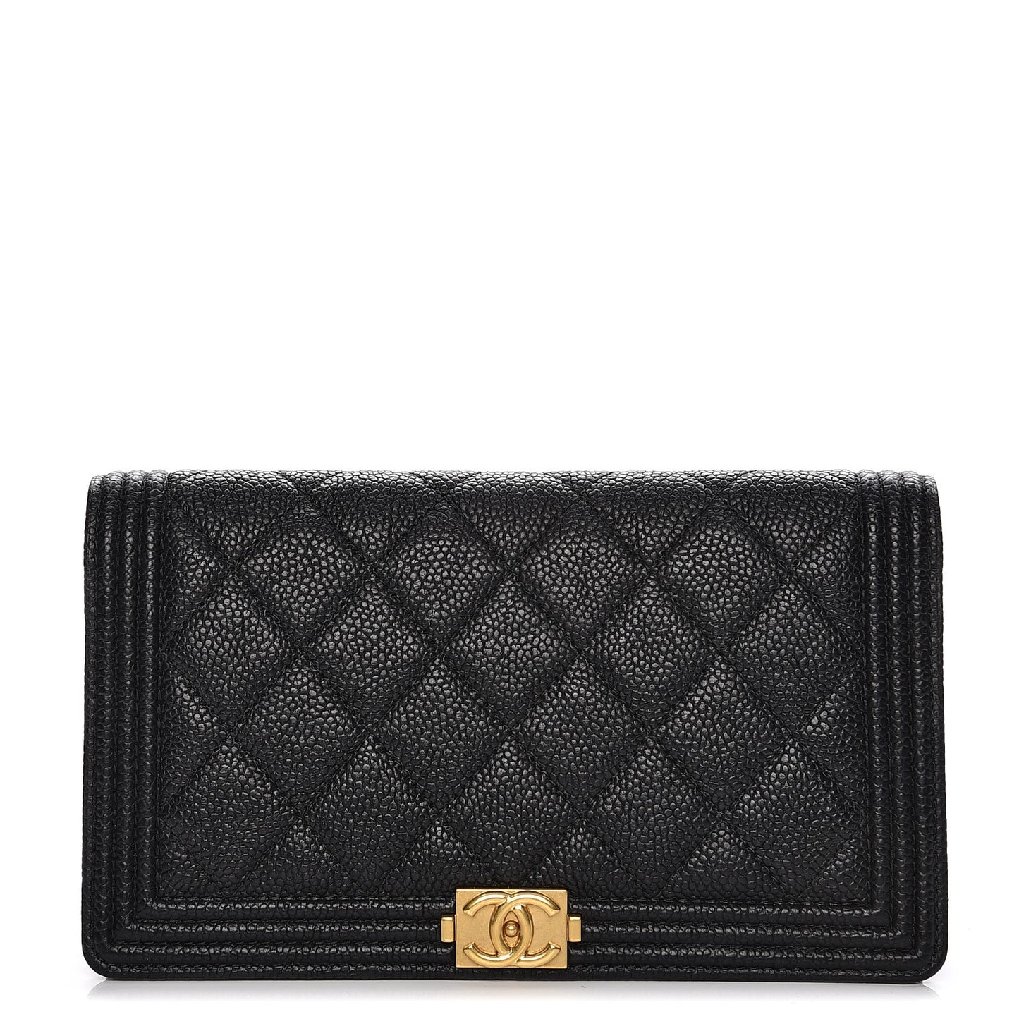 Caviar Quilted Boy Yen Wallet Black