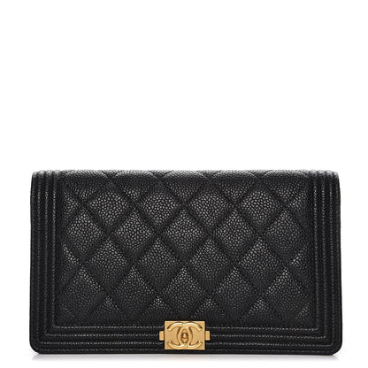 Chanel Caviar Quilted Boy Yen Wallet Black 1 of 9