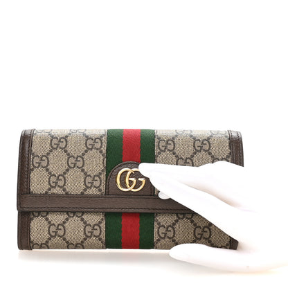 Gucci GG Supreme Monogram Web Ophidia Continental Wallet Brown 2 of 9