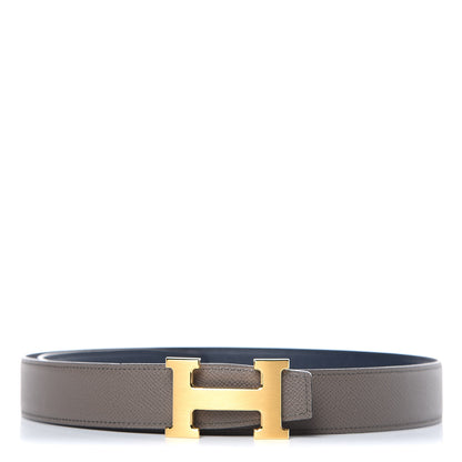 Hermes Epsom 32mm H Belt 90 Etain Bleu Saphir 1 of 7