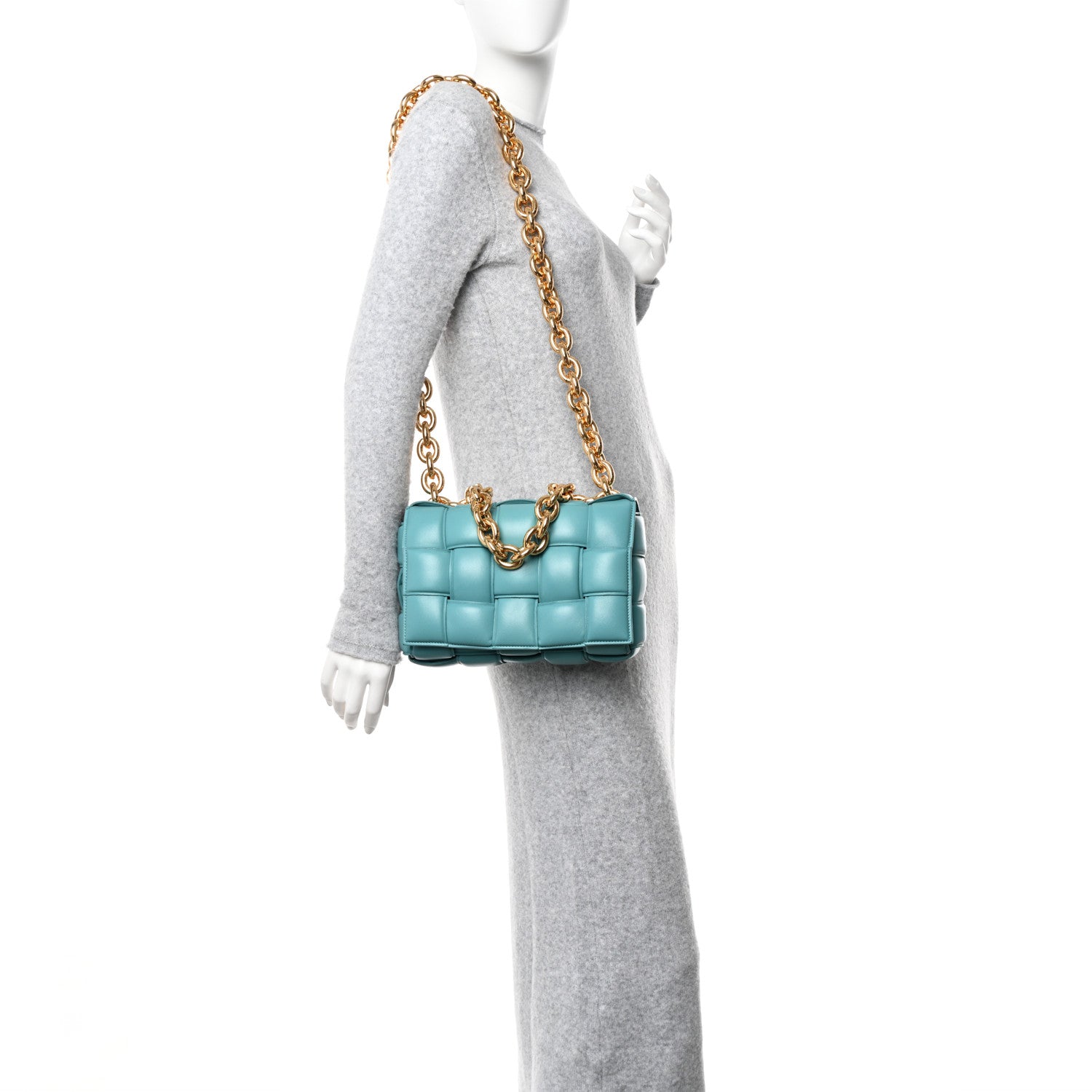 Bottega Veneta Lambskin Maxi Intreccio Padded Chain Cassette Crossbody Bag Mallard 2 of 10