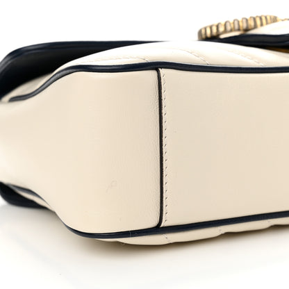 Gucci Vintage Effect Calfskin Matelasse Diagonal Small Torchon GG Marmont Shoulder Bag Mystic White Blue Agata 9 of 11