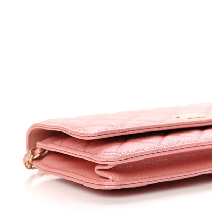 Chanel Iridescent Caviar Quilted Wallet on Chain WOC Rose Pink 10 of 12