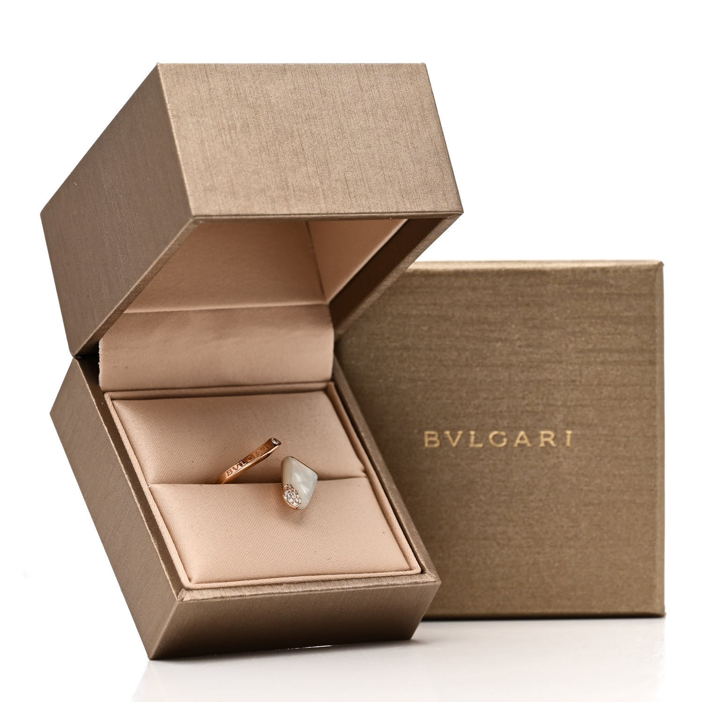 18K Rose Gold Diamond Mother of Pearl Gelati Ring 49 4.75