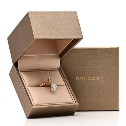 Bulgari 18K Rose Gold Diamond Mother of Pearl Gelati Ring 49 4.75 8 of 8