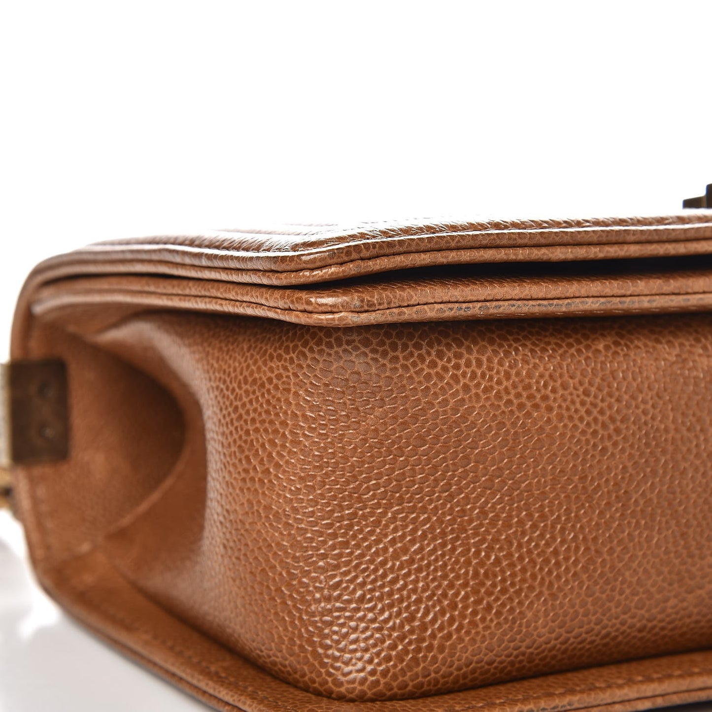Caviar Quilted Medium Boy Flap Light Brown