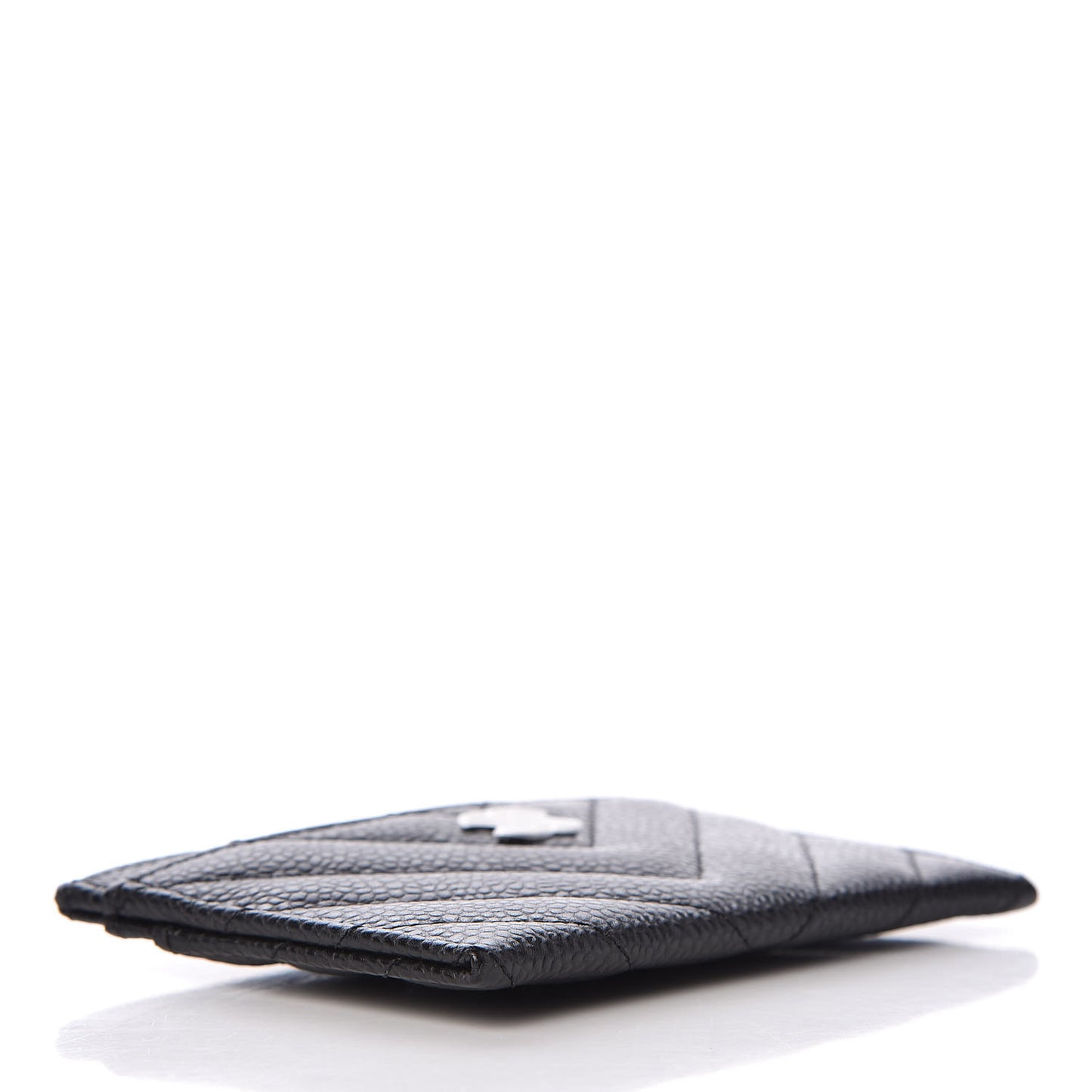 Caviar Chevron Quilted Card Holder Black