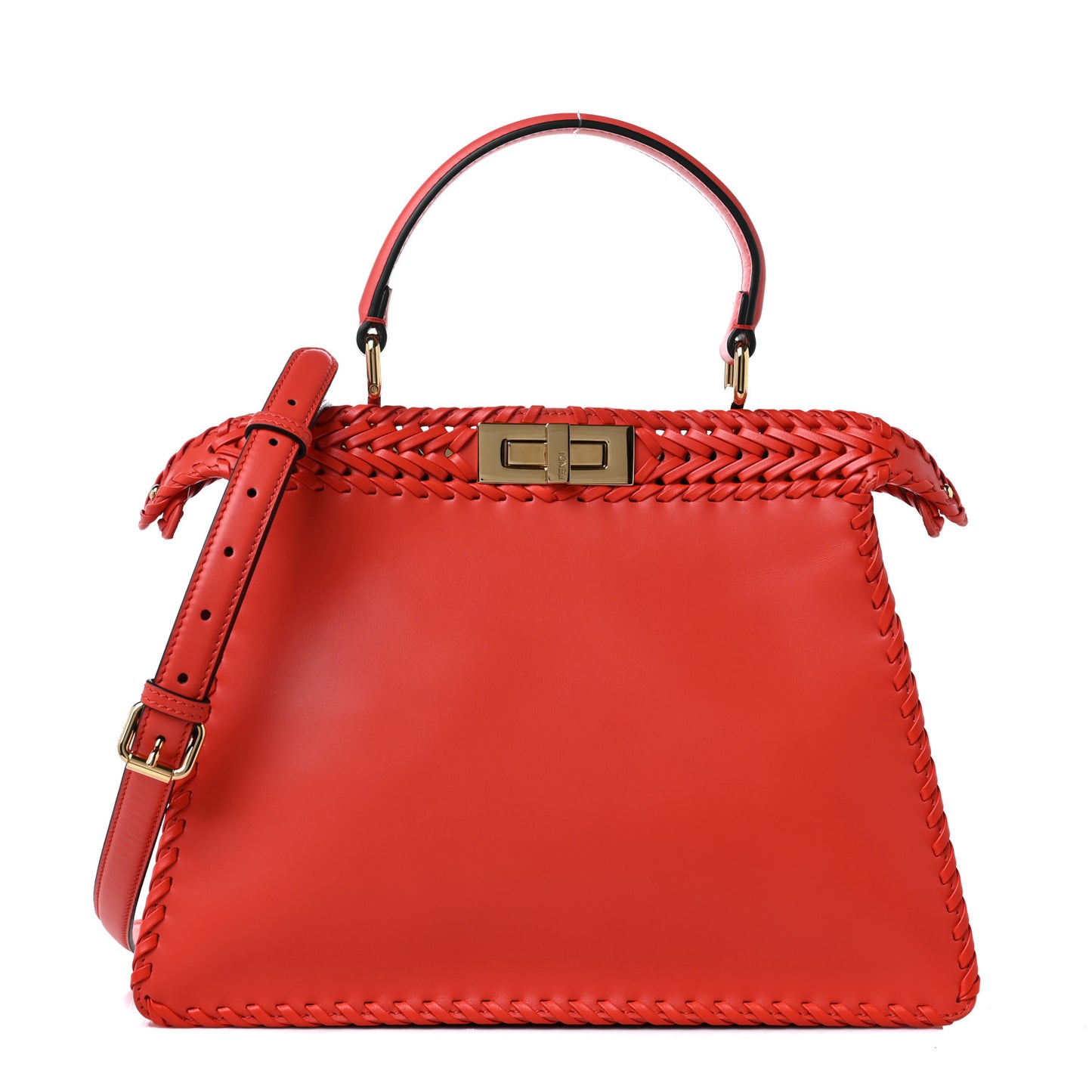 Vitello King Ceylon Shiny Nappa Woven Medium Peekaboo I SEE U Satchel Tulipano