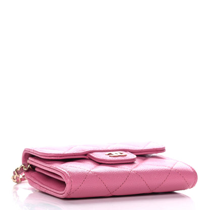 Chanel Caviar Quilted Flap Card Holder On Chain Pink 4 of 10