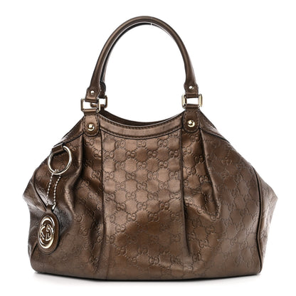 Gucci Metallic Guccissima Medium Sukey Tote Bronze 1 of 14